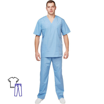 Костюм хирурга универсальный м05-КБР голубой (размер 60-62, рост 158-164), 201161K
